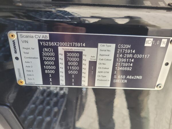 Scania S650 6X2 Full air retarder 315 wb  2020 low km  283000 - Afbeelding 5